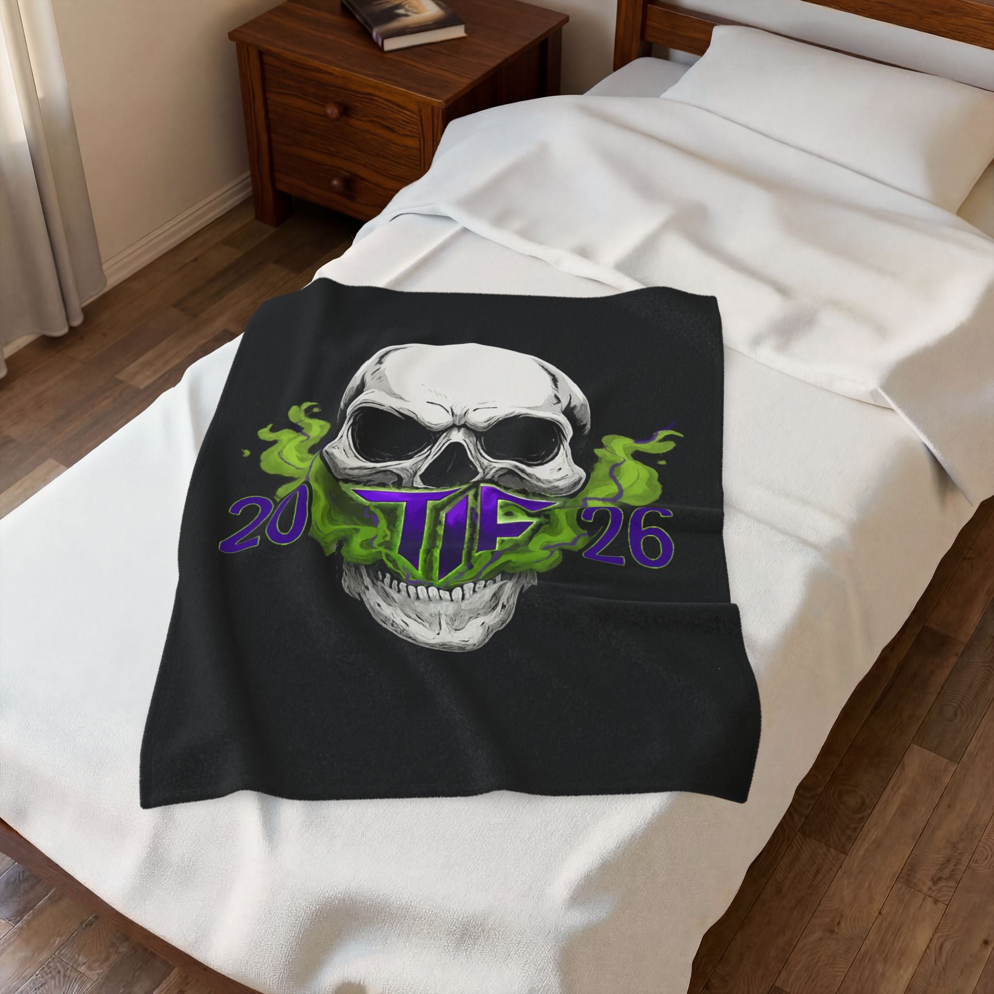 Skull & Smoke Velveteen Blanket — 'TF 2026'