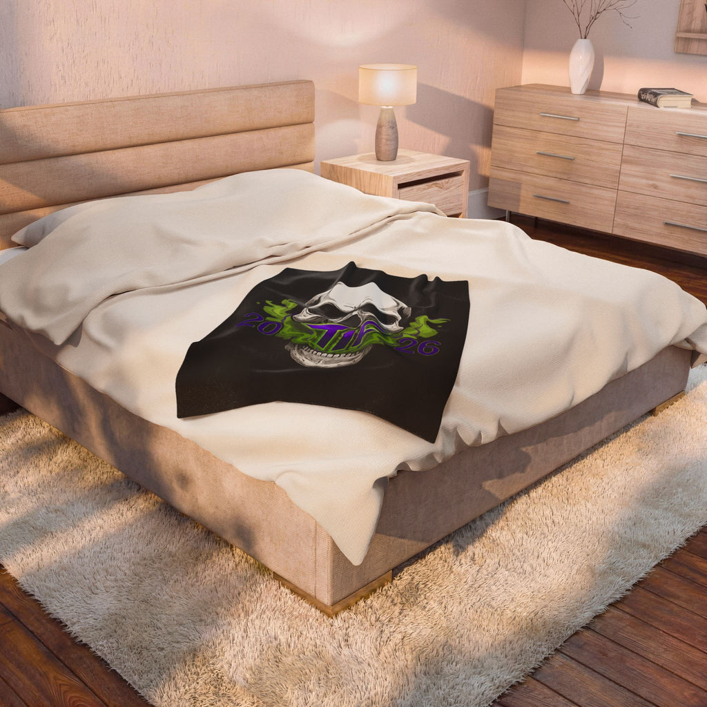 Skull & Smoke Velveteen Blanket — 'TF 2026'