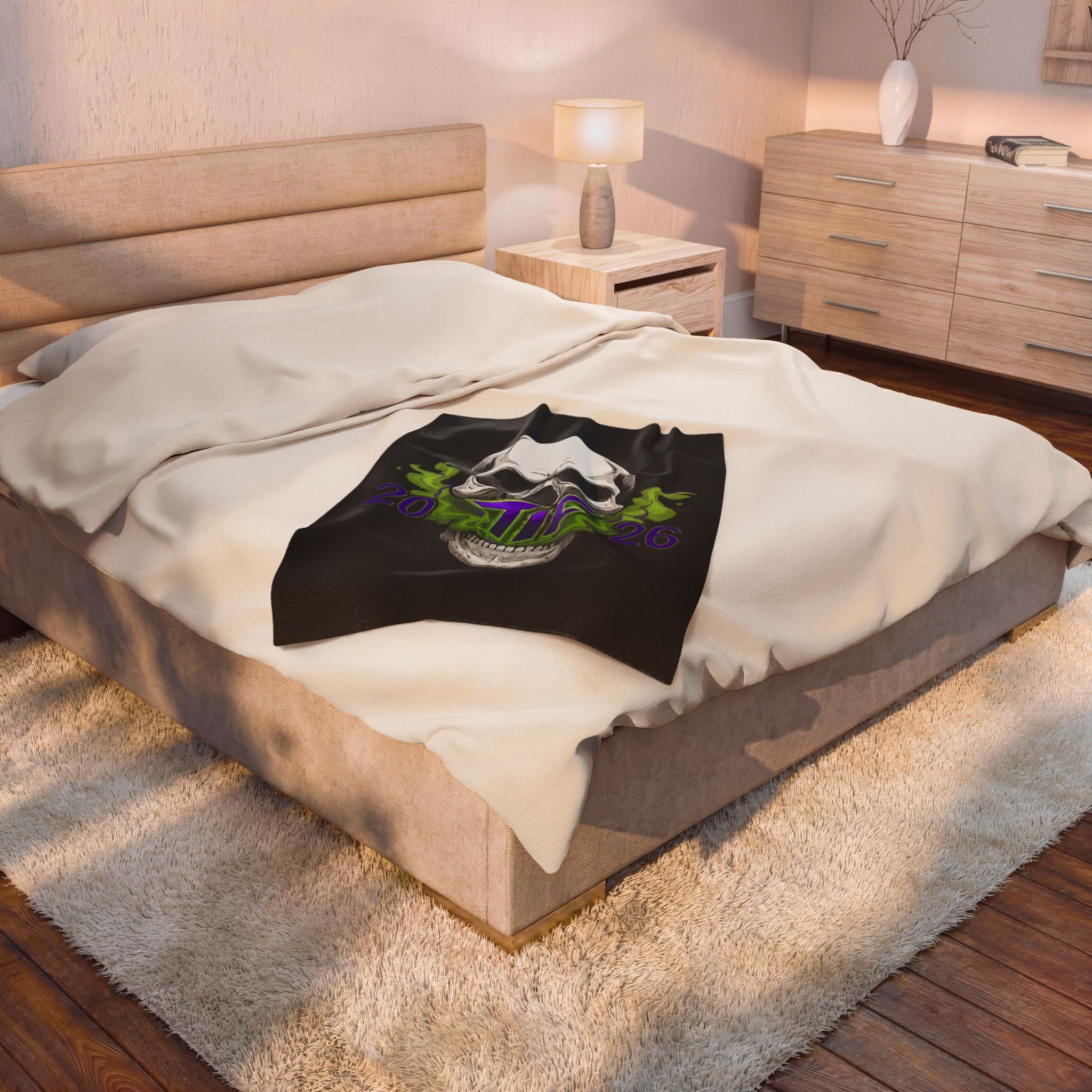 Skull & Smoke Velveteen Blanket — 'TF 2026'