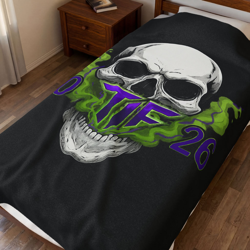 Skull & Smoke Velveteen Blanket — 'TF 2026'