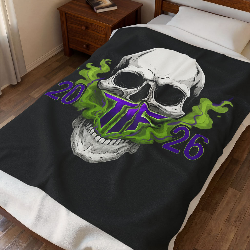 Skull & Smoke Velveteen Blanket — 'TF 2026'