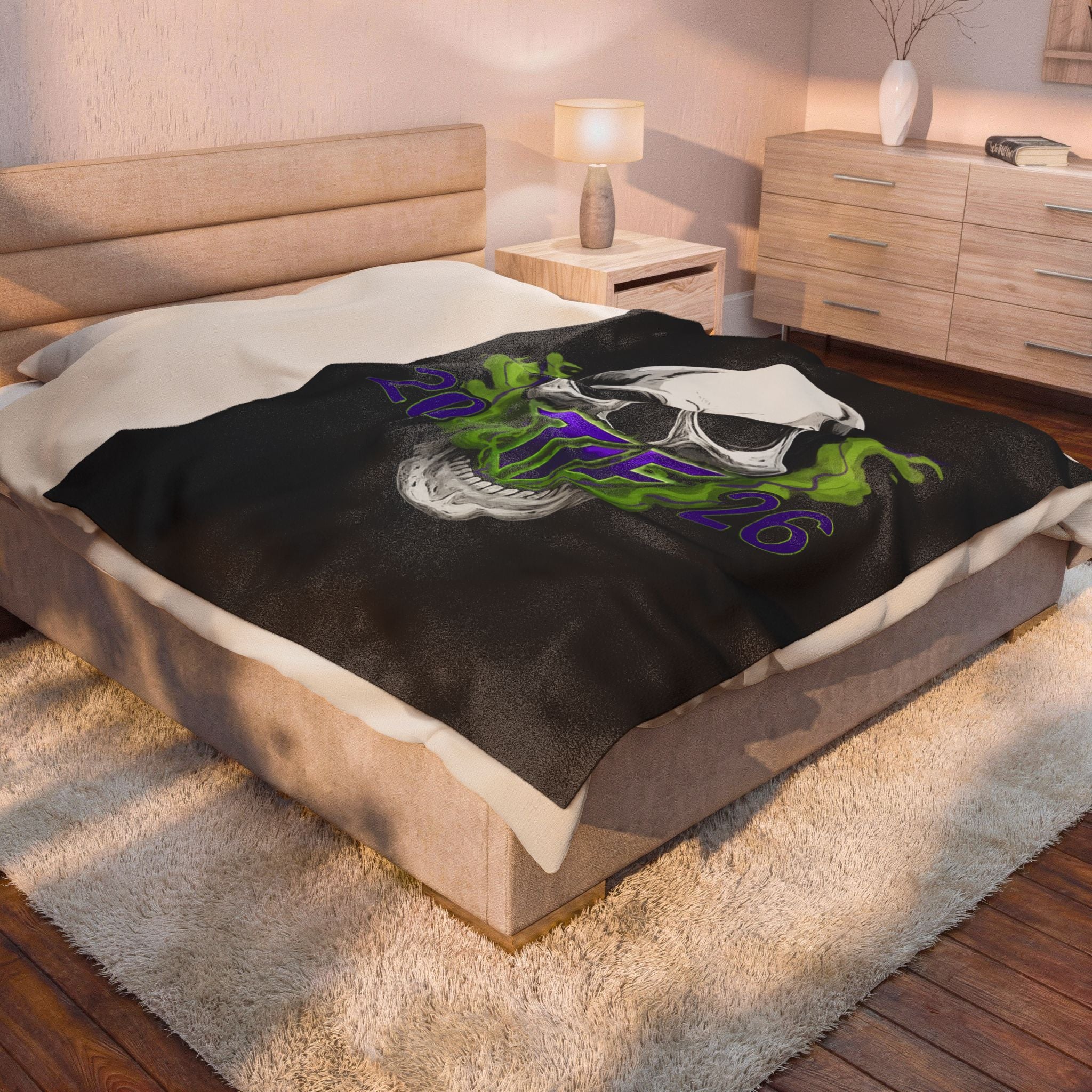 Skull & Smoke Velveteen Blanket — 'TF 2026'